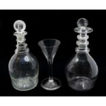 Two early 19th Century Irish glass decanters, both with original stoppers, probably Belfast along