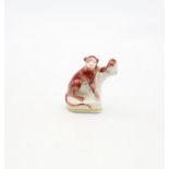A rare Staffordshire pottery model of a Monkey perched on a tree stump.  Circa 1880. Size 8cm high.