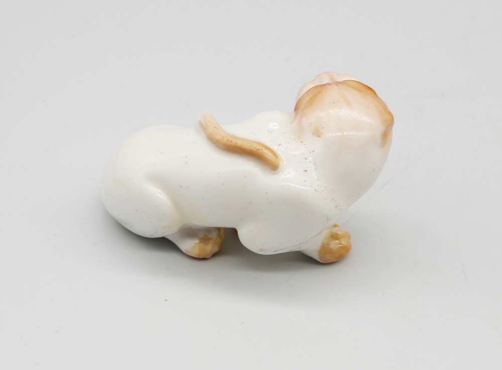 A Royal Worcester netsuke modelled as a Cheetah, early 20th century, painted details to white - Image 2 of 3