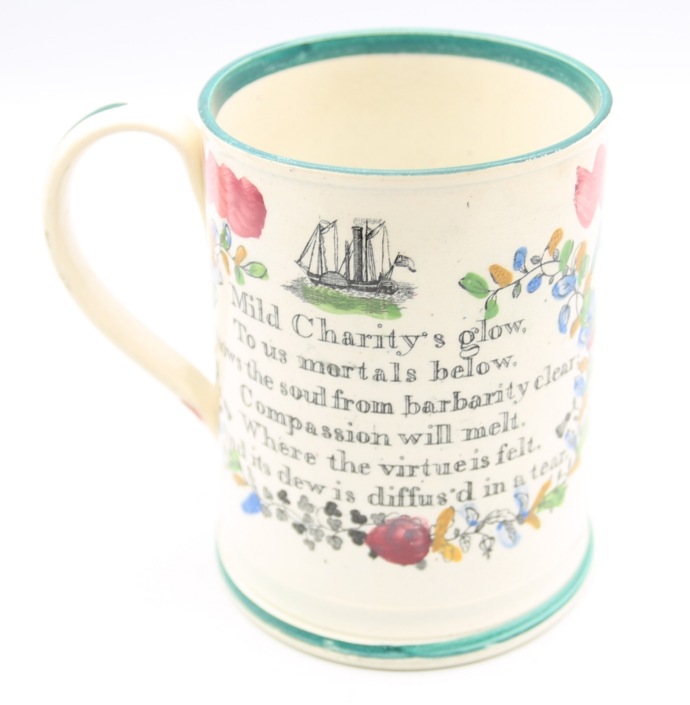 A creamware pottery Frog mug, printed with ‘West view of the cast Iron bridge over the River Wear - Bild 7 aus 7