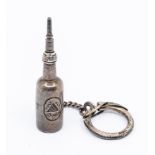 A Victorian novelty silver propelling pencil designed as a Bass Pale Ale bottle, hallmarked by