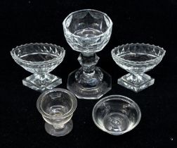 A collection of 19th Century cut and blown glass table salts.