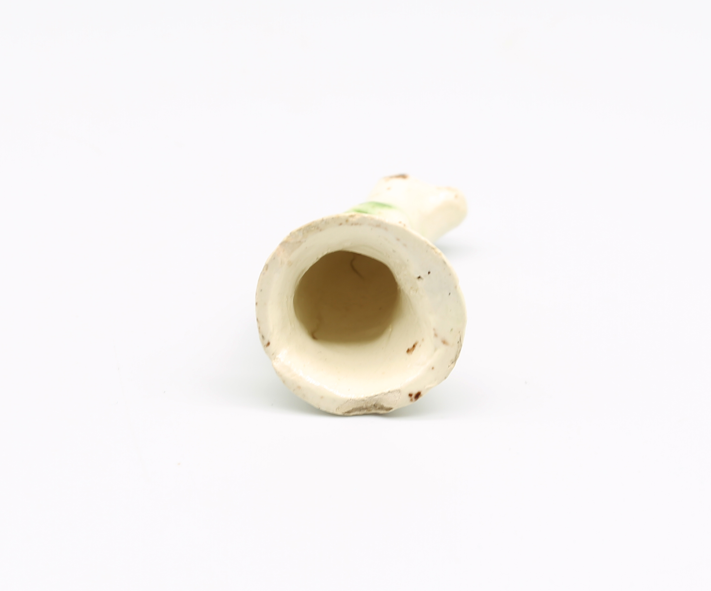 A Staffordshire creamware Whieldon style  model of a seated dog, sponge decorated in shades of green - Image 6 of 6