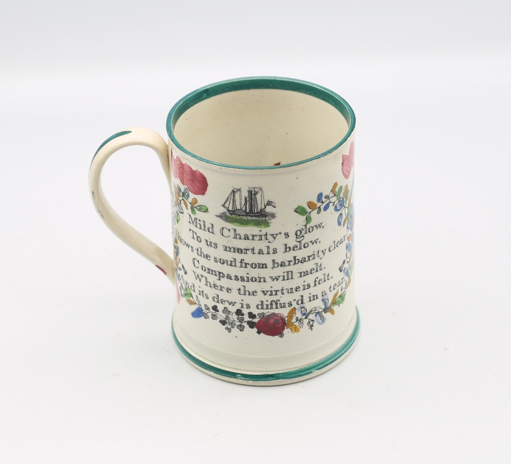 A creamware pottery Frog mug, printed with ‘West view of the cast Iron bridge over the River Wear - Bild 3 aus 7