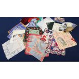 A box of vintage handkerchiefs to include: a collection of items dating mainly from the 1920s and