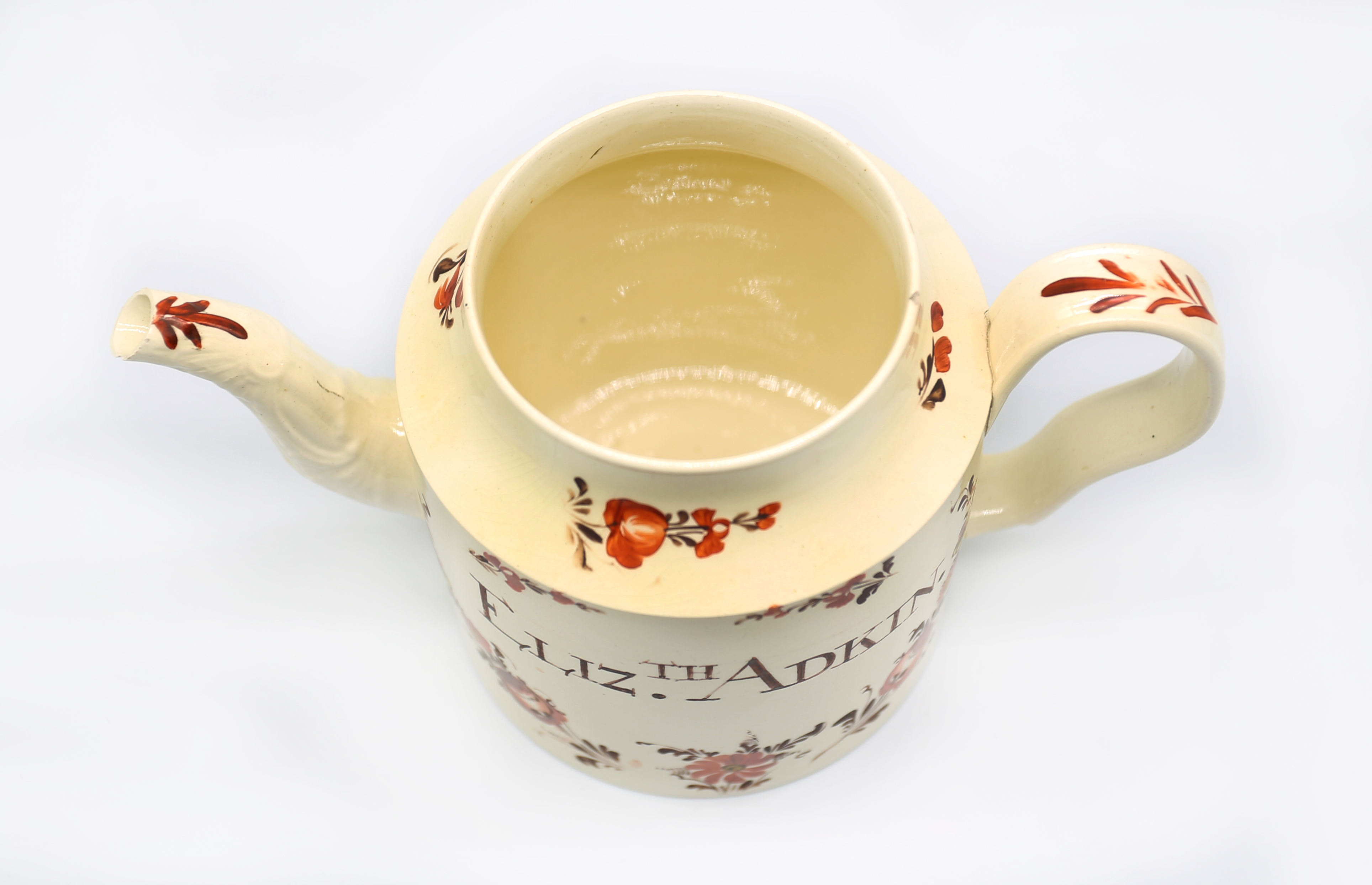A Staffordshire Creamware William Greatbatch cylindrical teapot and cover, with an ear shaped handle - Image 13 of 15