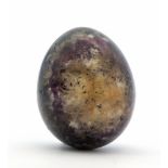A Blue John egg length approx 48mm,  Further details: surface reaching natural fracture and chip,