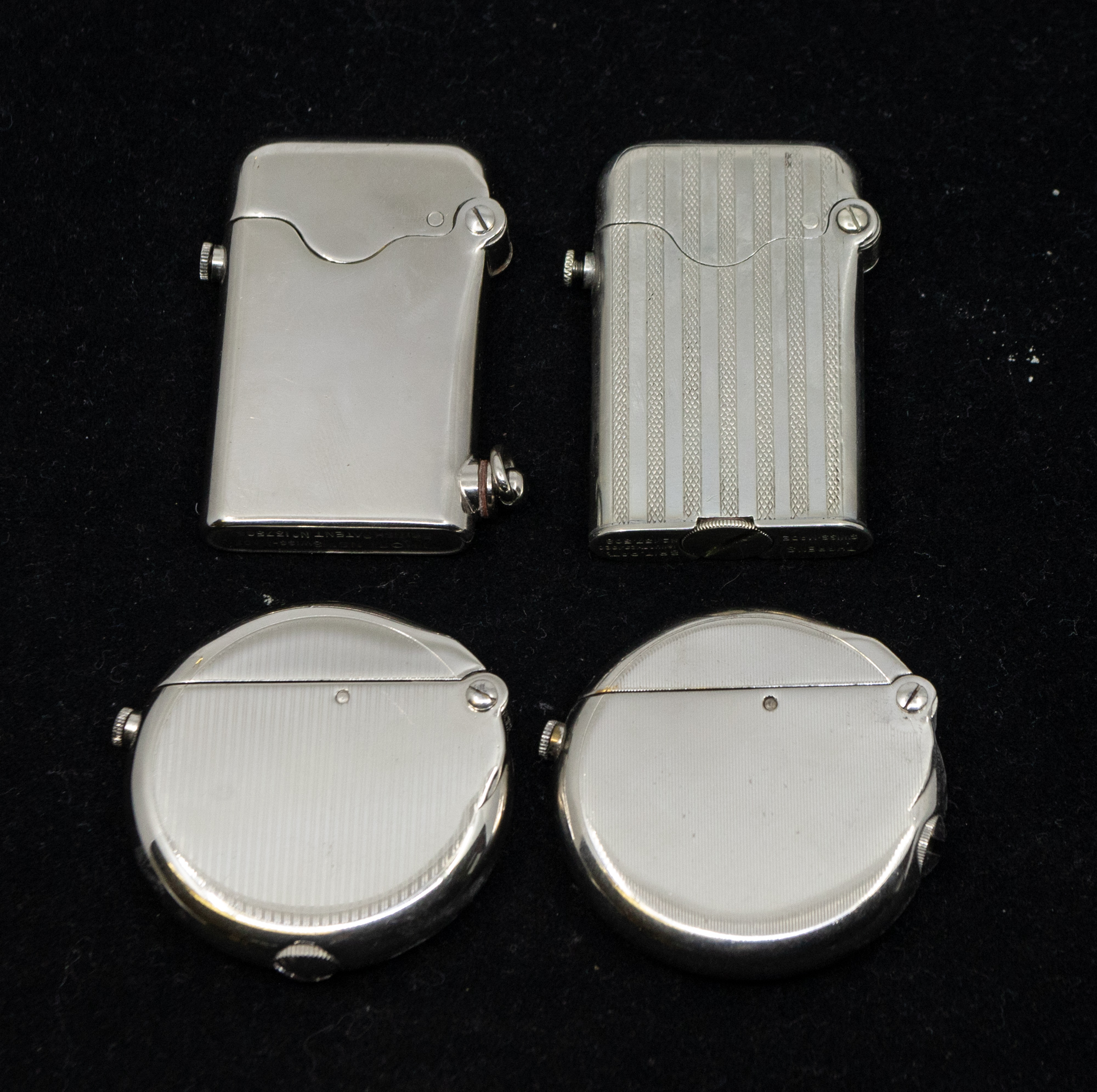 A small collection of four Thorens 1920s Art Deco lighters, two of circular form with engine - Image 2 of 5