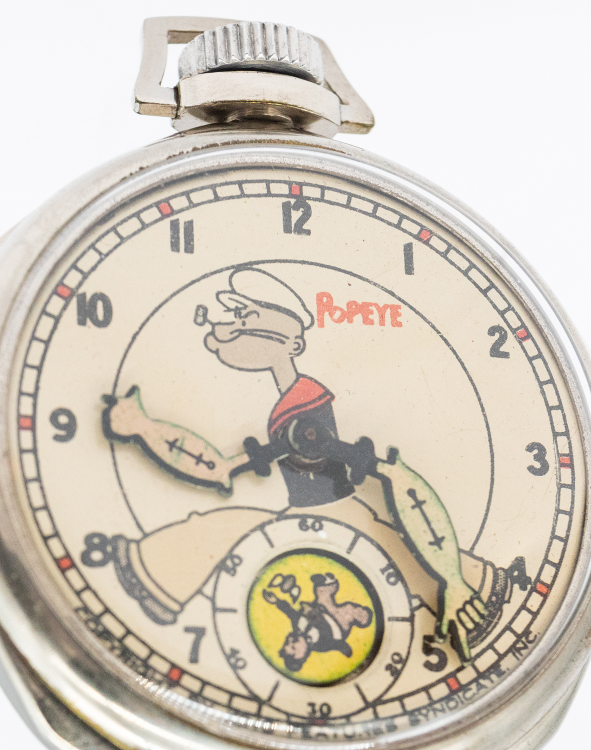A 'Popeye' automation chrome cased pocket watch, circa 1930's, case approx 50mm winds and ticking, - Image 2 of 2