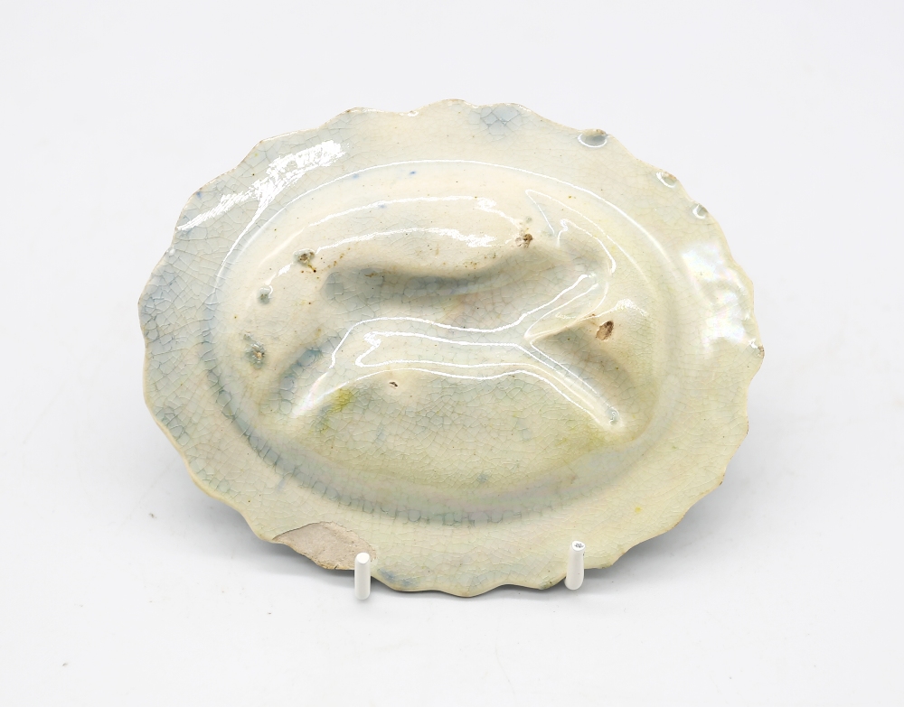 A pearlware ‘Toy’ oval platter with a rabbit moulded in the centre with a blue feather moulded - Image 6 of 8