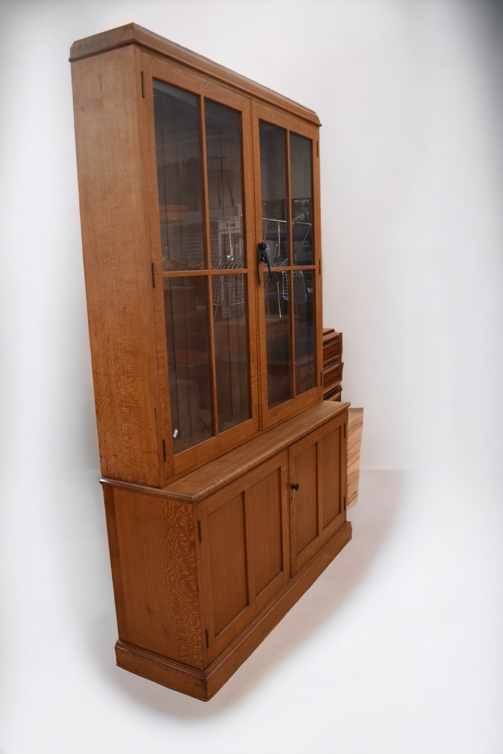 A mid-20th century glazed display cabinet in mahogany and pine, 140 x 210 x 40cm - Image 2 of 2