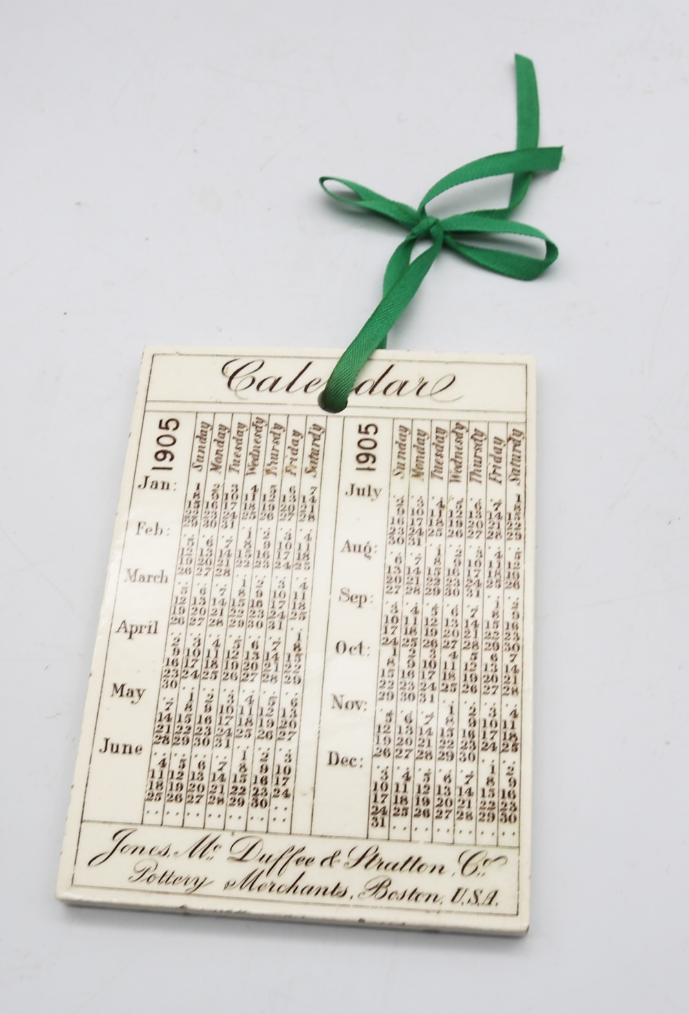 A novelty Jones Mc Duffee & Stratton Co pottery calendar with transfer printed George Stephenson's - Image 5 of 6