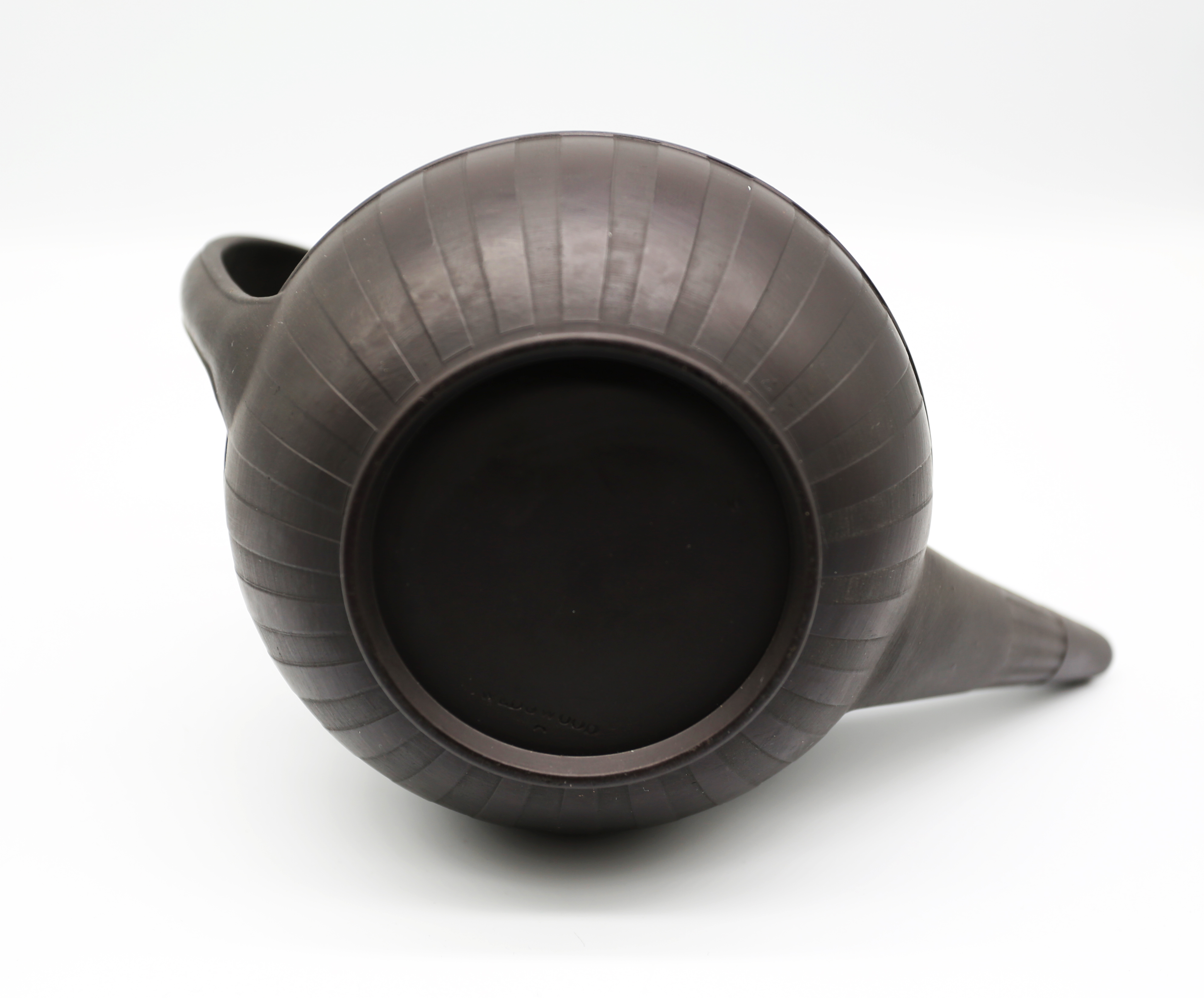 A Wedgwood black basalt teapot and cover with a flared lip.  The cover has a widow finial. - Image 15 of 16