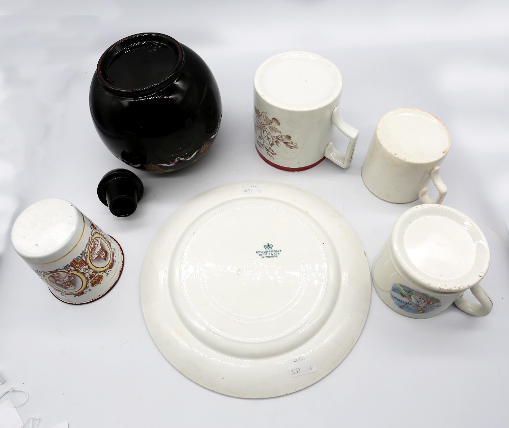 A collection of commemorative pottery items to include; a Prince of Wales tea caddy and cover, - Image 2 of 3