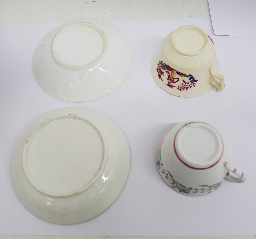 A small collection of 19th century cups, saucers and teapot. Various patterns and borders, all - Image 7 of 11