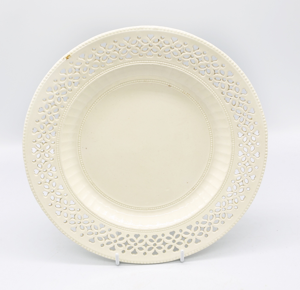 Two 18th century creamware plates with fluted pierced borders  (2) Circa 1770-80. Size. 24cm - Image 4 of 6