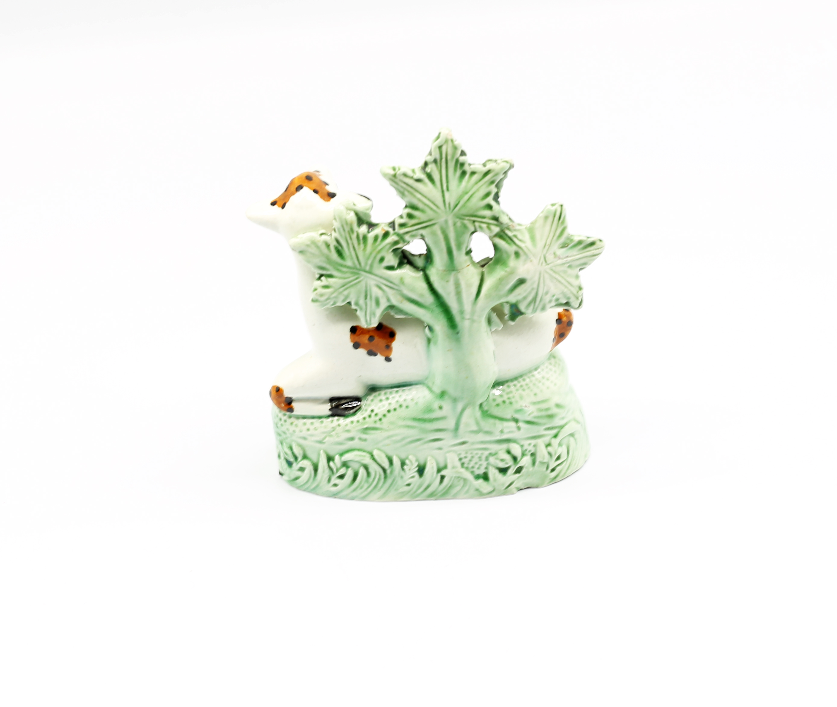 A Staffordshire model of a Doe at lodge before bocage on a green grassy mound  Circa 1800.  Size. - Image 3 of 8