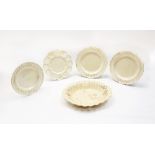 A small group of 18th century creamware, to include three plates with pierced borders, a lobed