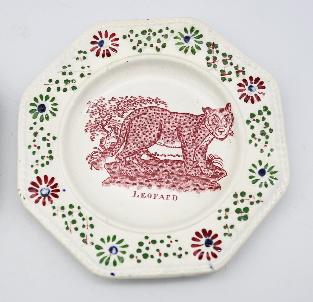 Three 19th century creamware child’s plates, with various prints, The Favorite, The Leopard  and - Image 4 of 6