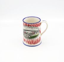 A creamware pottery Frog mug, printed with ‘West View of the Cast Iron Bridge over the River Wear