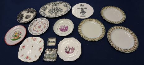 A collection of 19th or 20th century/modern ceramic plates/dishes to include; two pink lustre