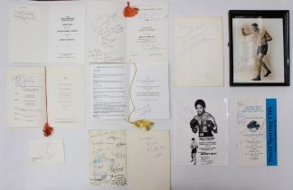 Sporting: A collection of assorted signed menus and other memorabilia to include boxing and other