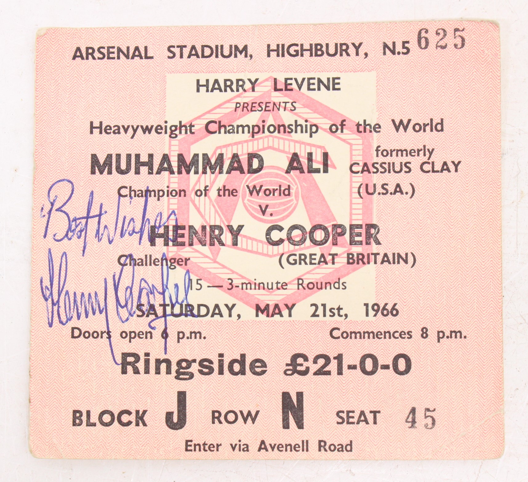 Boxing: A pair of Muhammad Ali v. Henry Cooper, 21st May 1966, Arsenal Stadium, Highbury, Ringside - Image 2 of 4