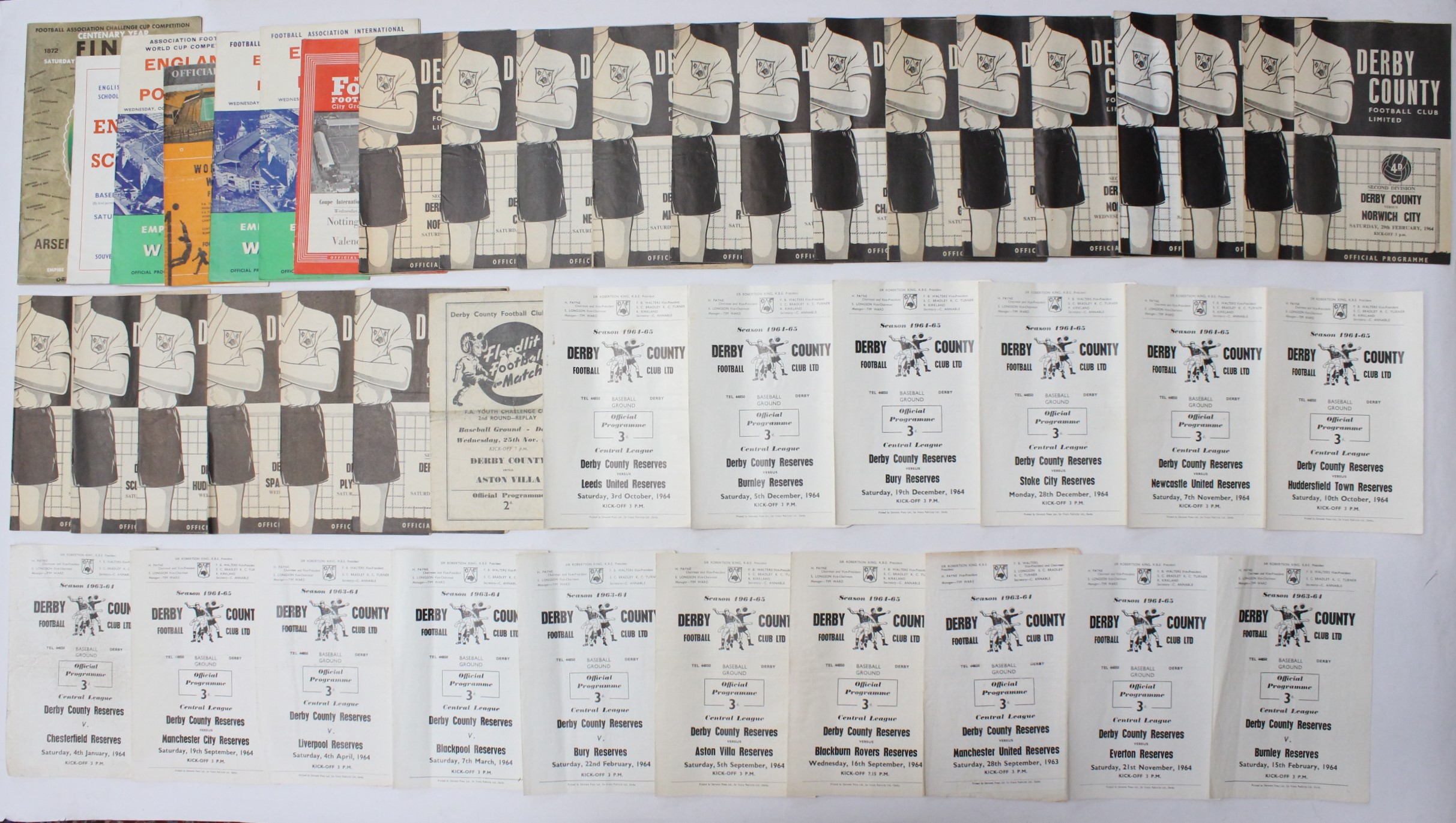 Derby County: A collection of assorted 1960s Derby County home first team and reserve programmes.