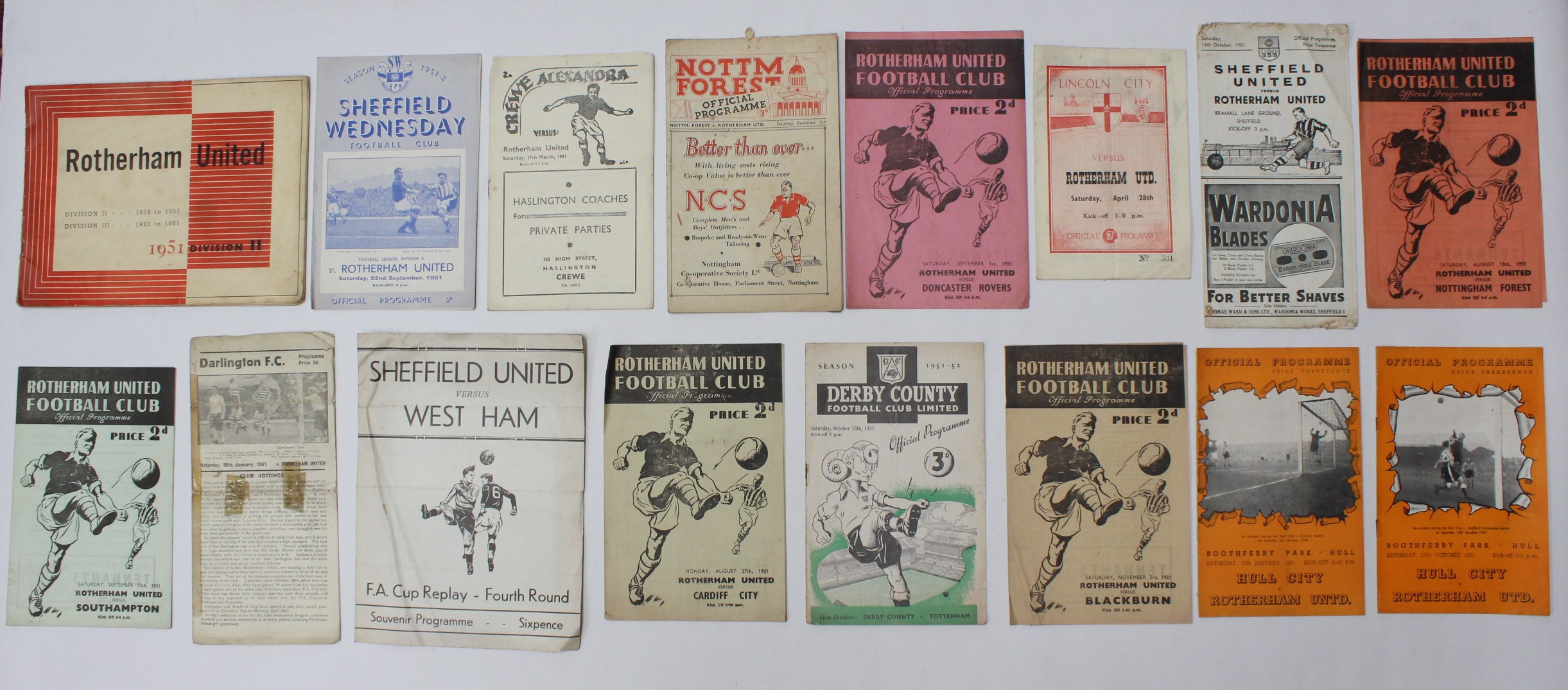 Football: A collection of fifteen football programmes, dated 1951 to include: Sheffield Wednesday,