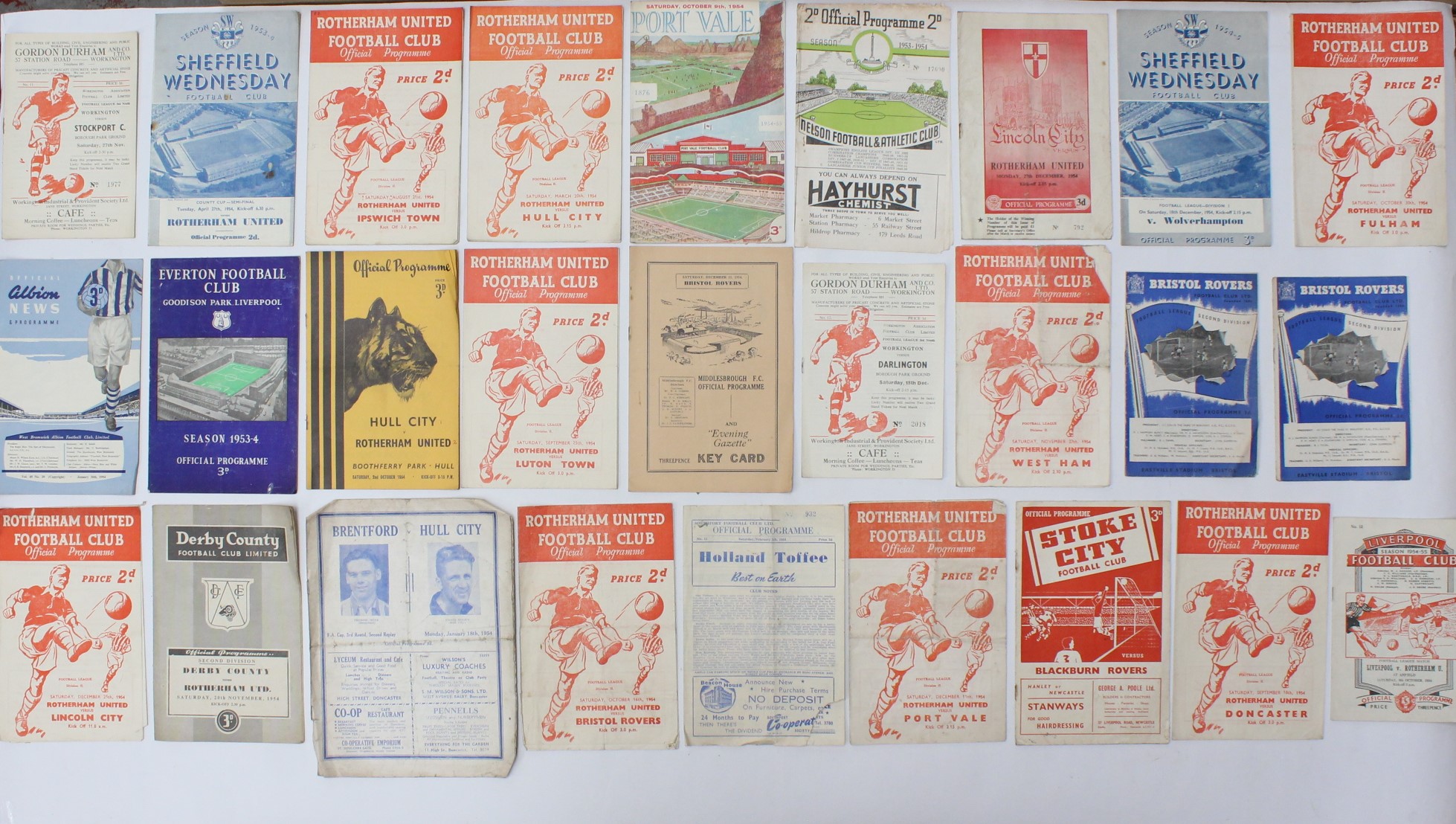 Football: A collection of approximately twenty-five football programmes, dated 1954 to include: