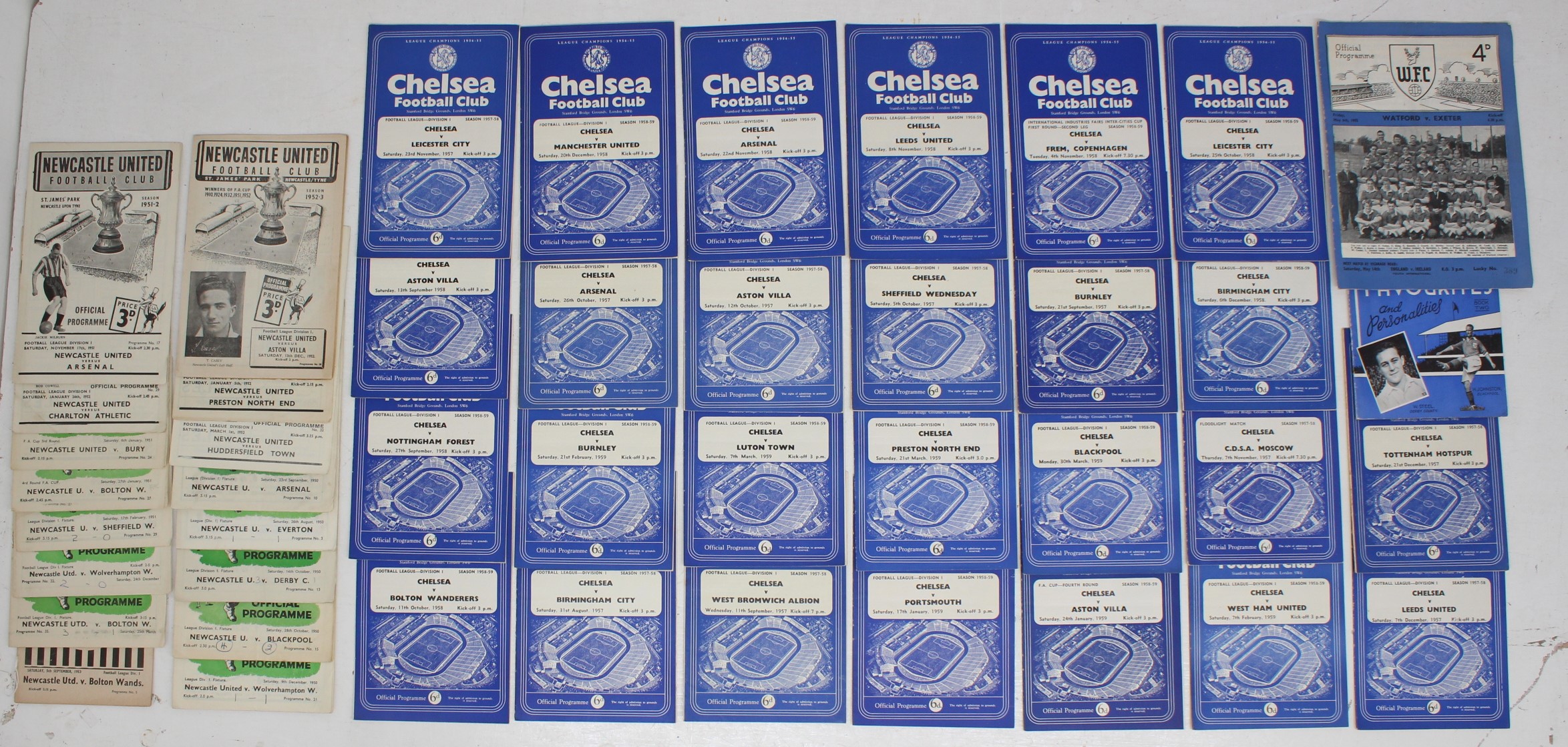 Football: A collection of approximately 40 football programmes to include: Chelsea, Newcastle United