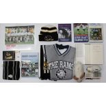 Derby County: A collection of assorted Derby County memorabilia to include: vintage scarf, three pin