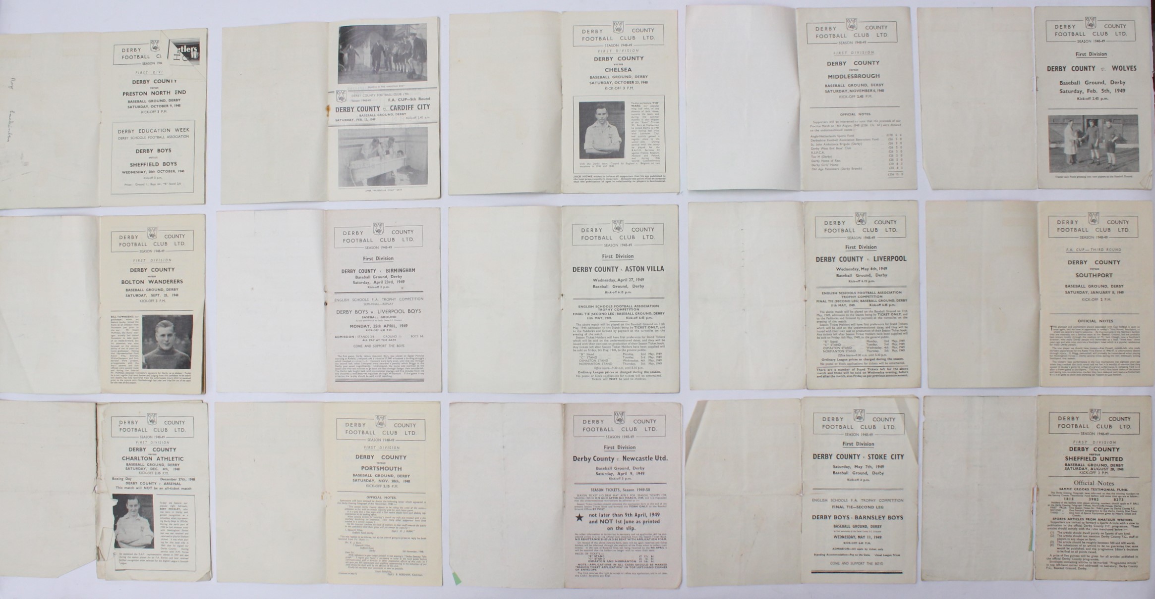 Derby County: A collection of fifteen 1948-1949 Derby County home programmes. Condition is mixed, - Bild 2 aus 2