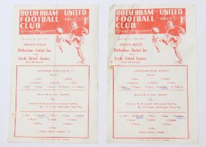 Rotherham United: A pair of Rotherham United Juniors v. Leeds United Juniors single-sheet match