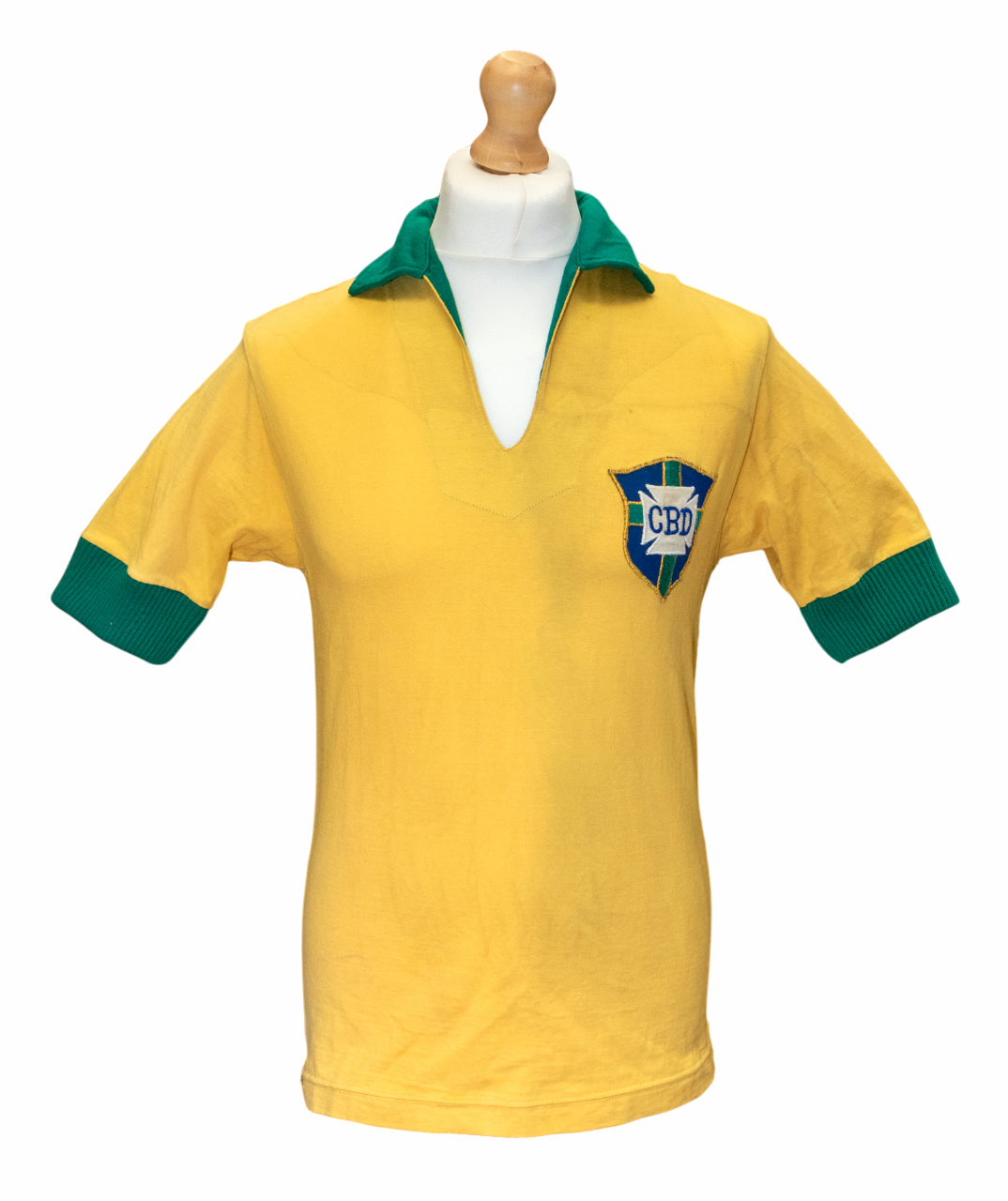 Brazil: A Brazil, match worn football shirt, worn by Pelé in 1969, fixture unknown. Athleta shirt,