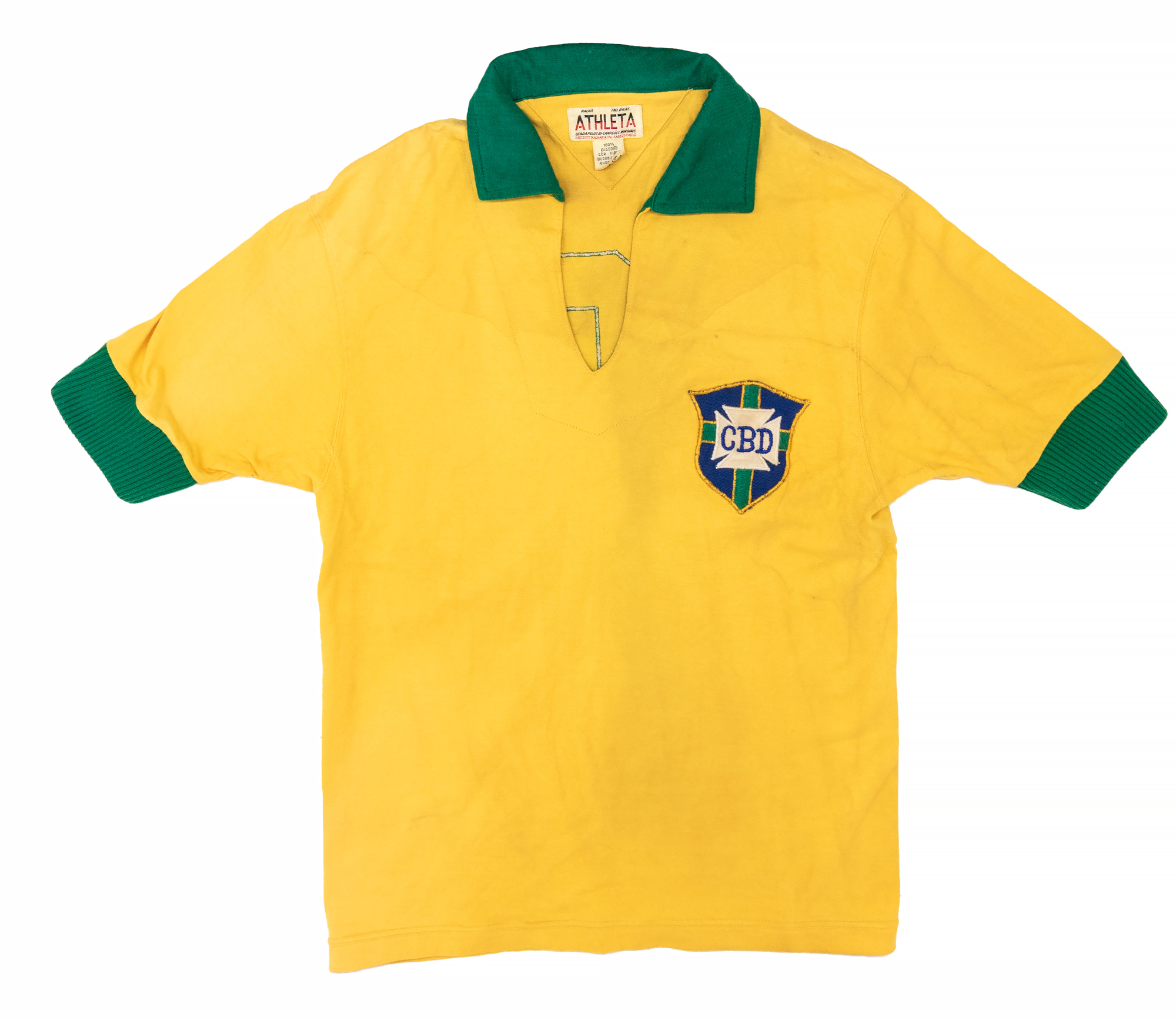 Brazil: A Brazil, match worn football shirt, worn by Pelé in 1969, fixture unknown. Athleta shirt, - Image 5 of 6