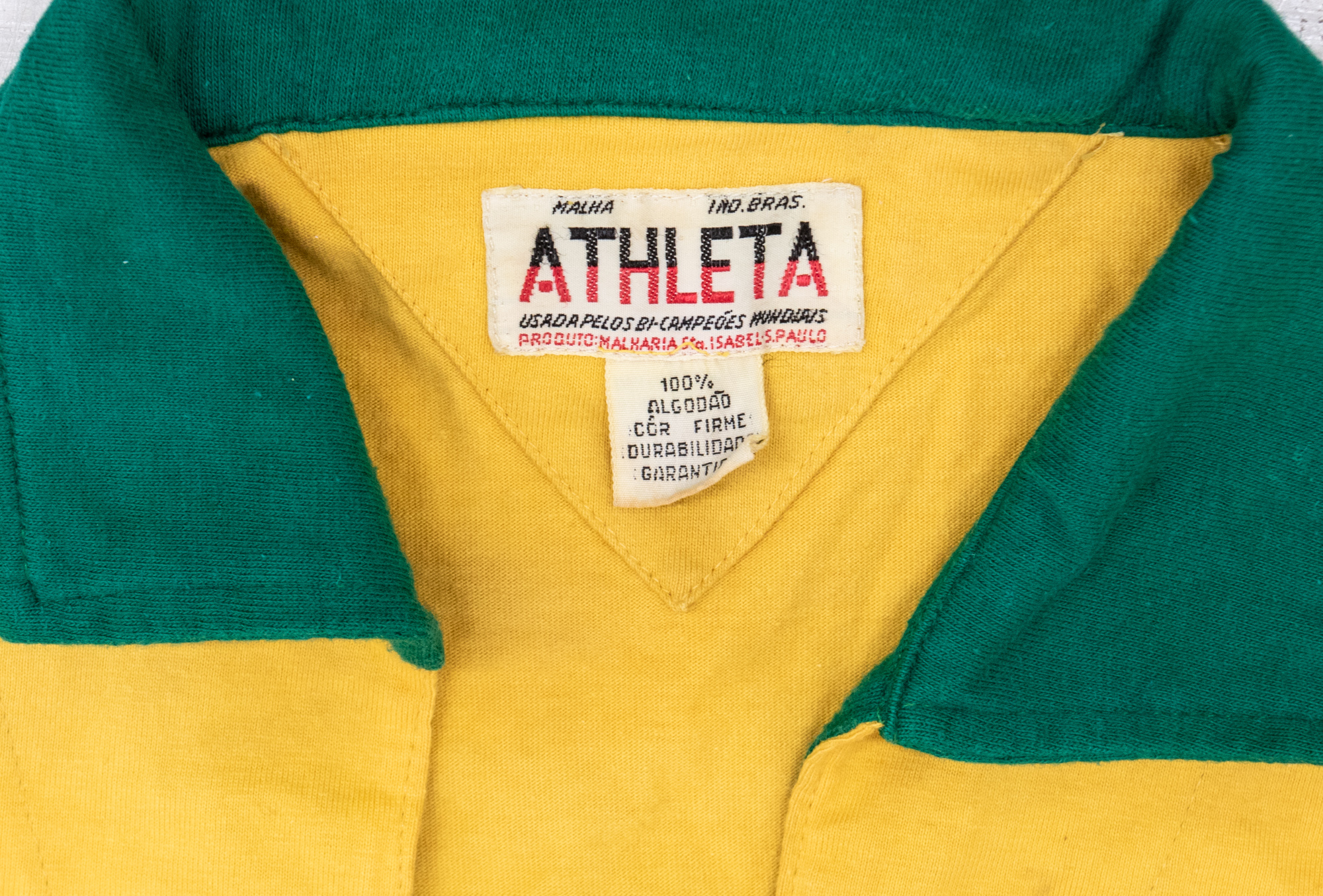 Brazil: A Brazil, match worn football shirt, worn by Pelé in 1969, fixture unknown. Athleta shirt, - Image 6 of 6