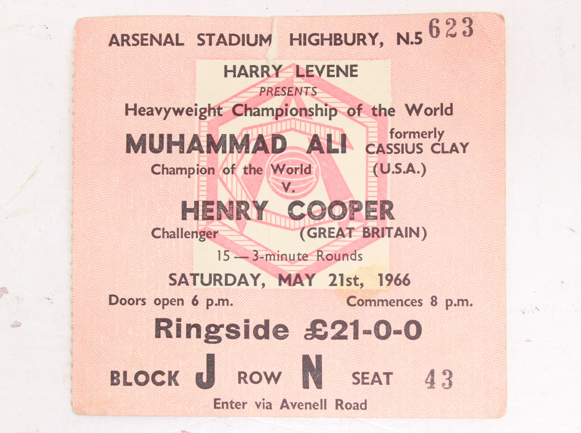 Boxing: A pair of Muhammad Ali v. Henry Cooper, 21st May 1966, Arsenal Stadium, Highbury, Ringside - Image 3 of 4