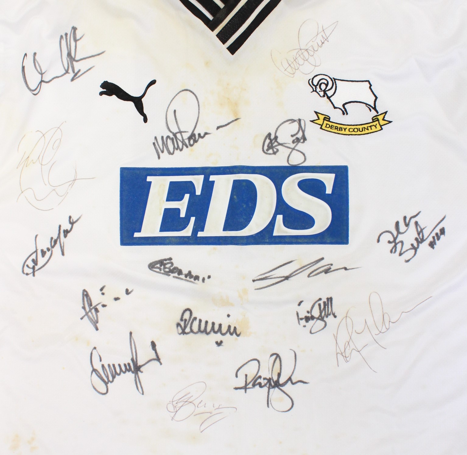 Derby County: A collection of four Derby County home football shirts to comprise: signed 1999-2000 - Image 2 of 5