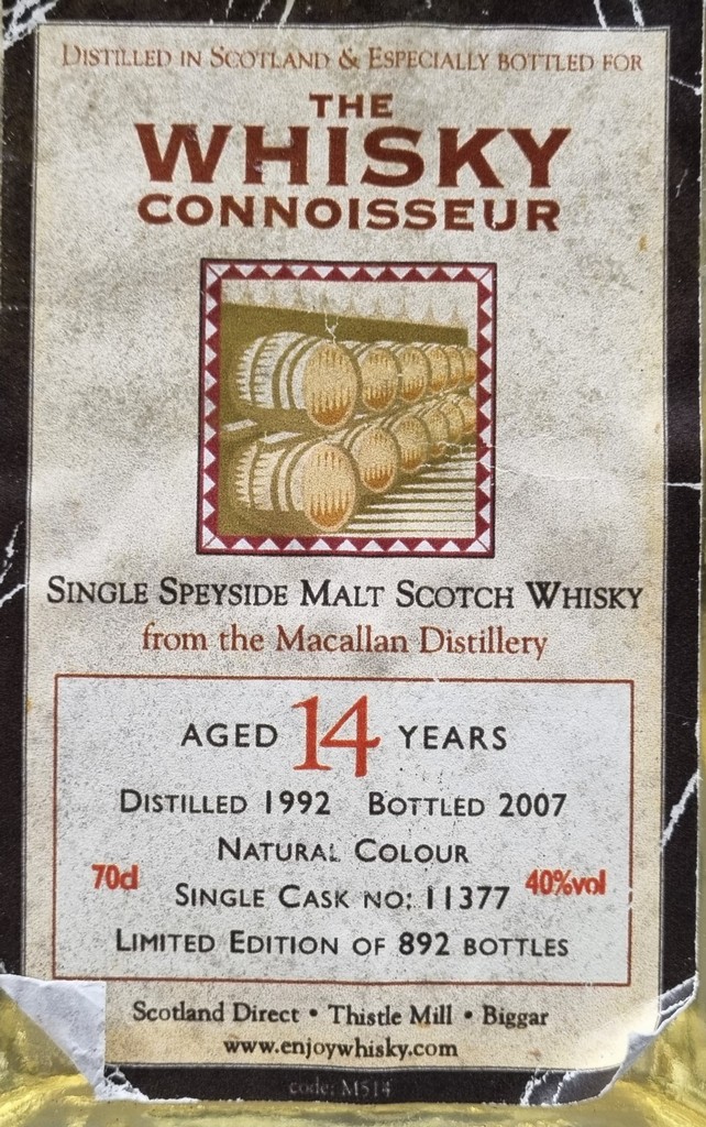 Macallan 1992 14 Year Old. Bottled 2007. Single Cask No. 11377. Limited Edition of 892 bottles 40% - Image 2 of 2