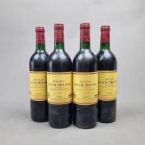 4 Bottles Chateau Lynch 1995 Moussas – Pauillac – Casteja (Please note heavily stained labels)