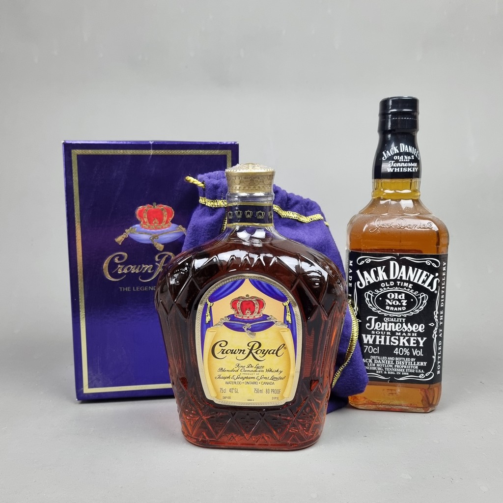 2 Bottles North American Whiskey to include: Crown Royal Canadian Whiskey Jack Daniels Old No7
