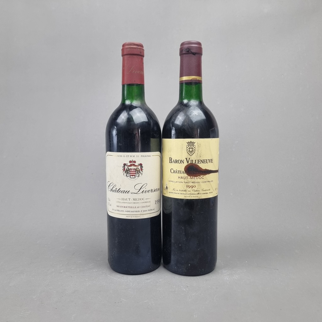 2 Bottles 1990 Haut Medoc to include: Chateau Liversan – Haut Medoc  - 1990, Chateau Baron