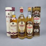 3 Bottles of Blended Whisky to include: 2 Bottles Grant's & 1 Bottle of Bells