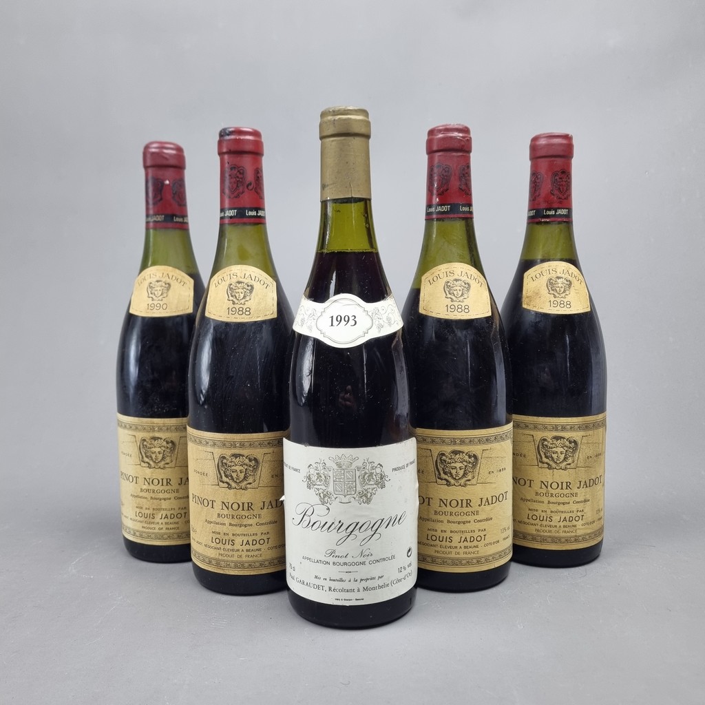 5 Bottles Pinot Noir to include: 3 Bottles Louis Jadot 1988, 1 Bottle Louis Jadot 1990, 1 Bottles