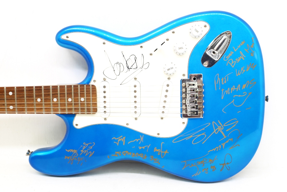 Autographed signed Bentley blue body guitar. Signed by various 50s/60s bands and artists both on the - Image 2 of 15