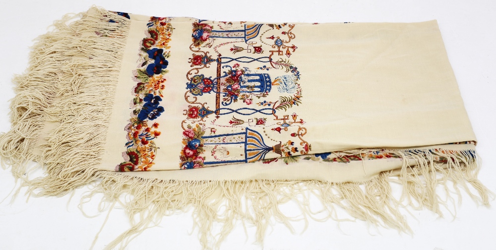 A carriage blanket for a lady dating from c.1860/70, screen-printed in an array of colours in a - Image 2 of 6