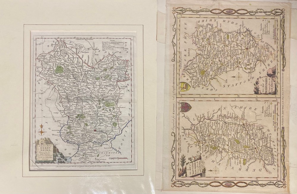 Carrington Bowles: A Modern Map of Derbyshire after T Ellis, hand-coloured, 26 x 19 cm, c17990; +