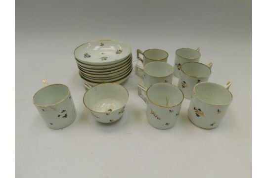 A small collection of 18th century Pinxton coffee cans and saucers to include seven cans, one tea - Image 3 of 8