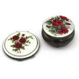 An Edwardian silver and enamel dressing table box, the cover decorated with poppies, hallmarked by